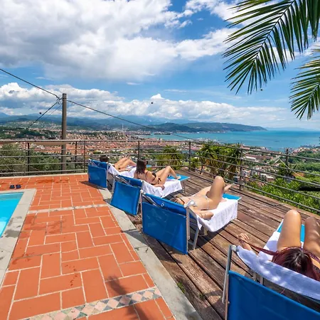 别墅 Villa Le Palme-Pool, Garden, Terrace & Sea View 斯培西亚